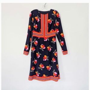Boden Long Sleeve Knee Length Daisy Dress Navy Bloom Size 4